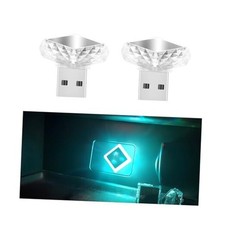 2PCS USB Mini LED Car Interior Atmosphere Lamps, Portable Vehicle Ice Blue