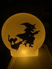 VINTAGE SUN HILL HALLOWEEN FLYING WITCH & CAT MOON 21" BLOW MOLD