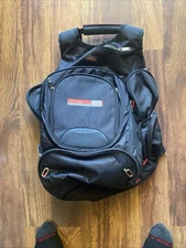 Leed's Backpack Computer Bag IntegraOptics Black Padded Pockets Black Heavy
