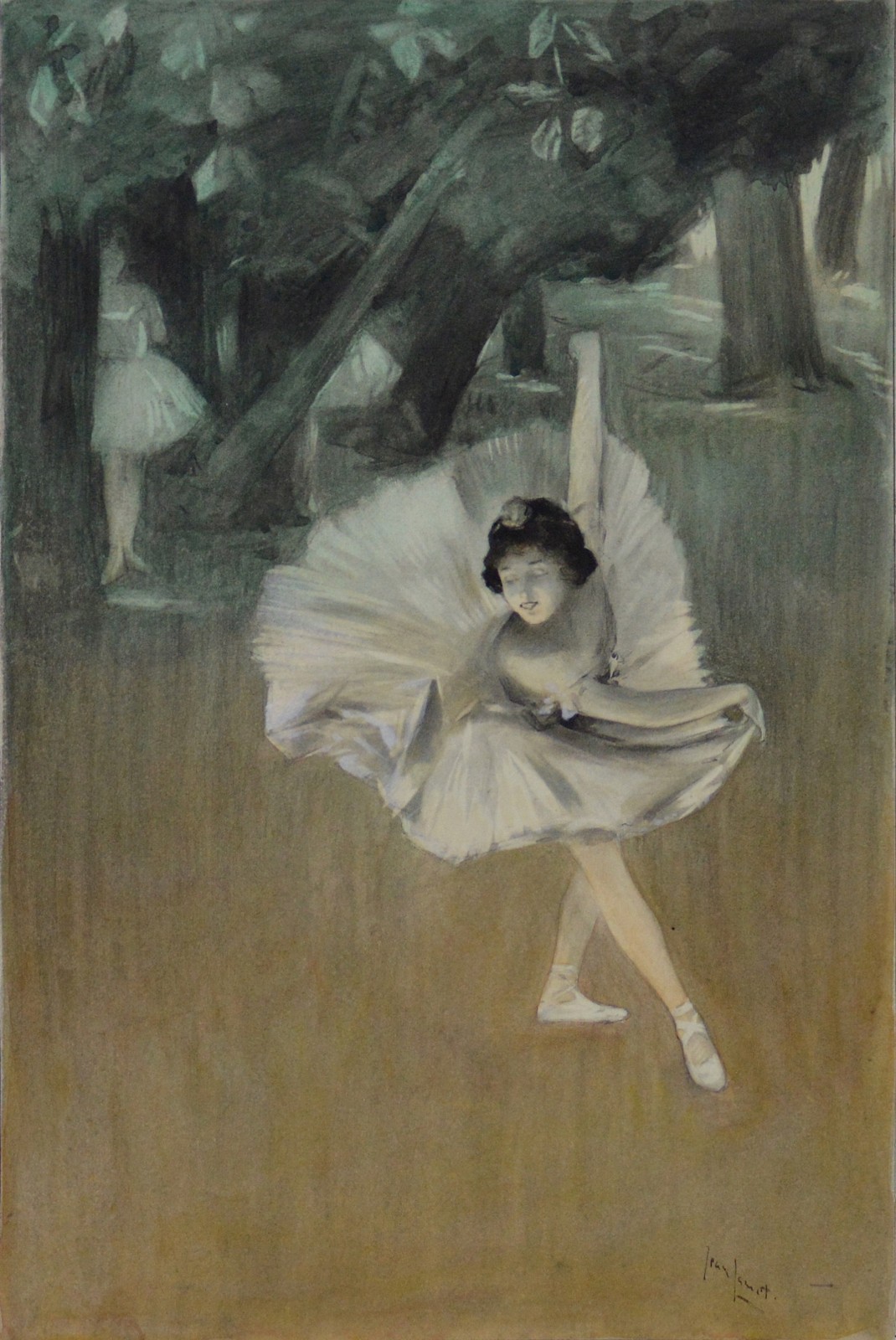 Antique drawing, Jean Jamet (illustrator). "The Dancer."