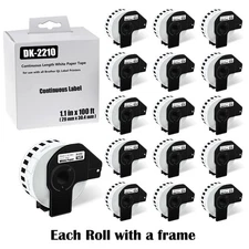 16Rolls 1.1" x 100' Continuous Paper Tape DK-2210 forl Brother QL Label Printer