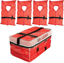 Absolute Outdoor Kent Clear Storage Bag with Type II Life Jackets, 4 Each Adult
