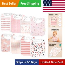 8-Pack Organic Baby Bibs for Boys, Girls - Super Absorbent Cotton Drool Bibs ...