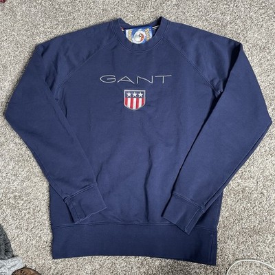 Gant Sweatshirt Mens Large Navy Blue Pullover Crewneck Logo Embroidered NWOT 