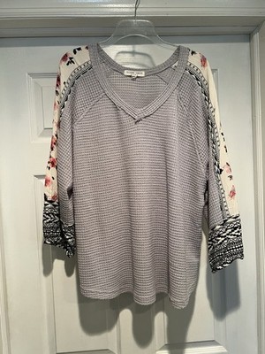 Alchemy Thread V Neck Waffle Knit Top Size Xxl