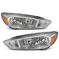 Fit 2015-2018 Ford Focus Gen3 Pair Chrome Housing Amber Side Headlightlamp Set Fit 2015-2018 Ford Focus Gen3 Pair Chrome Housing Amber Side Headlightlamp Set