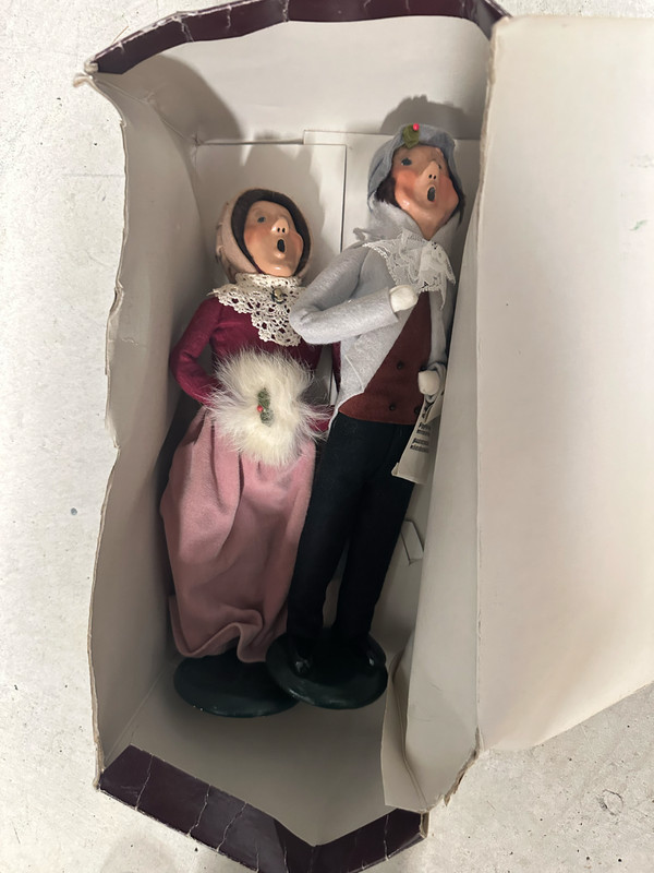 Vintage Byers' Choice Carolers PAIR - Victorian Man & Woman Christmas Figures
