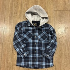 freedom foundry flannel shirt For Boys , Hooded , Paid Black And Blue , XS 5-6