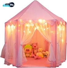 Princess Castle Play Tent for Girls LED Star Lights Indoor Outdoor