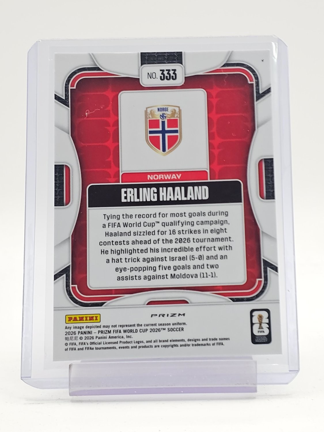 ERLING HAALAND 2026 PANINI PRIZM FIFA WORLD CUP SOCCER SILVER #333 NORWAY Q4738 view 2