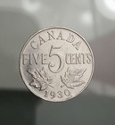 1930 king George Canadian nickel No Mint Mark AU — photo 2