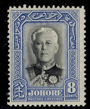 MALAYSIA - Johore GVI SG130, 8c black & pale blue, M MINT. Cat £25.