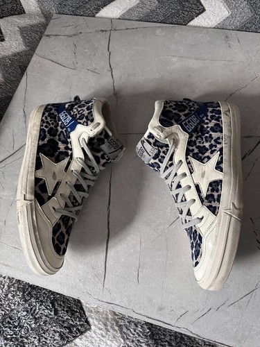 Women’s Golden Goose 2.12 High Top Sneakers Blue, Navy & Grey Velvet Cheetah 41 - Picture 9 of 24