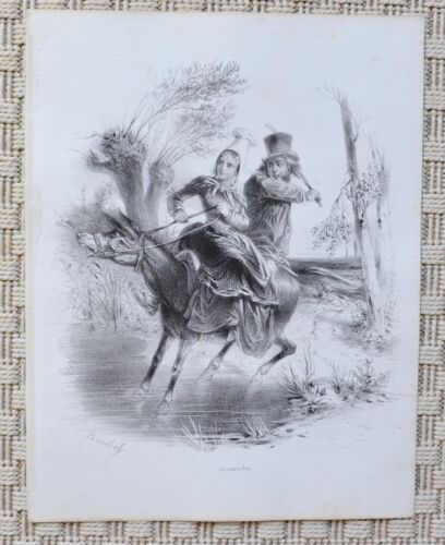 Lithographie Originale XIX ème par Boucholl - Âne - Circa 1850 - 第 1/2 張圖片