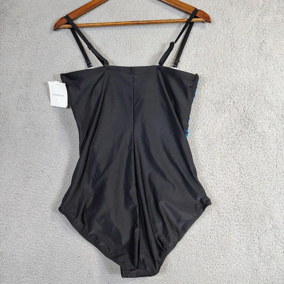 Traje de baño Croft & Barrow para mujer 14 azules a rayas cuerpo escultor una pieza playa nuevo con etiquetas Foto 2 de 4