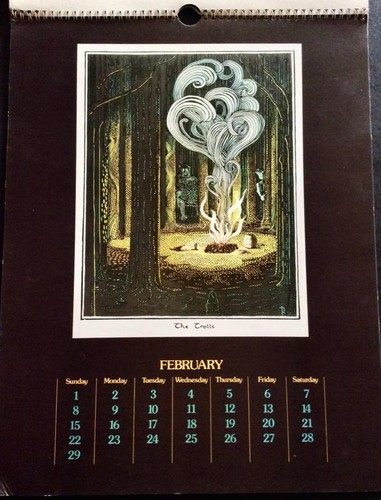 The HOBBIT CALENDAR For 1976 J R R TOLKIEN 12 x Large COLOUR ILLUSTRATIONS - Imagen 3 de 4