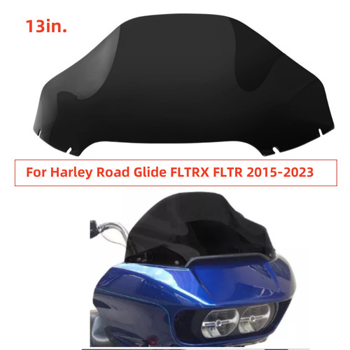Black 13'' Wave Windshield Windscreen For Harley Road Glide FLTR FLTRX 2015-2023 - Picture 6 of 12