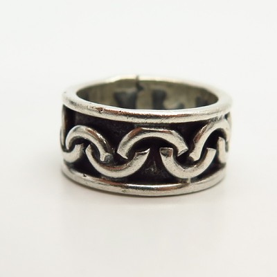 925 Sterling Silver Vintage Mexico Chain Design Band Ring Size 6 