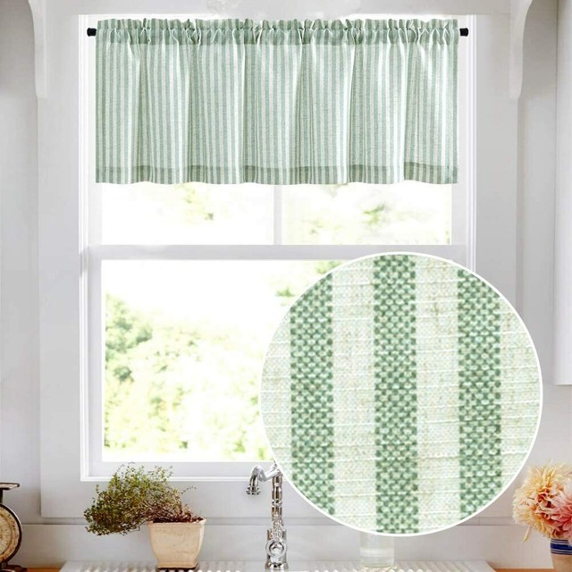 RLF Home 100 Linen Sage Green Curtain Valance Embroidered Dots Pleated