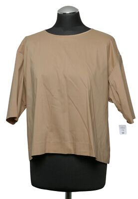Liviana Conti Damen Bluse T-Shirt Donna 36 beige uni Kurzarm Rundhals Neu