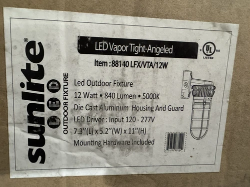 Sunlite LFX/VTA/12W 88140 12-watt 120-277-volt LED Vapor Proof Fixture with Fros - Picture 2 of 3