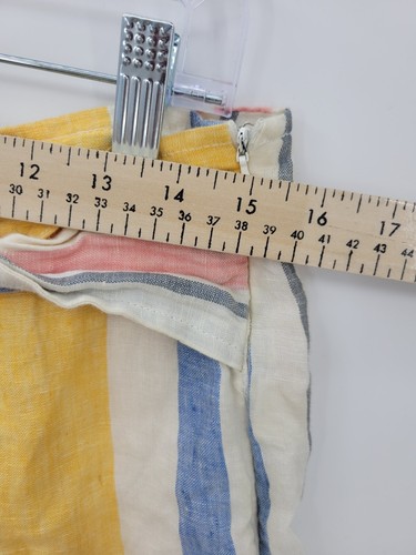 C&C California Shorts Womens 10 Colorful Stripe Linen Paperbag Waist Belted Boho - Picture 5 of 6