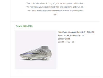 Size 11- Nike Zoom Mercurial Superfly 9 Elite XXV SE FG FB8863-060