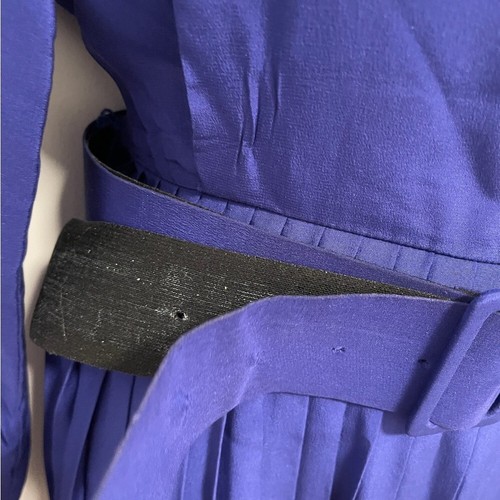 Linda Allard Ellen Tracy Blue Silk Long Maxi Pleated Dress Rhinestone 8 Vintage - Picture 10 of 16
