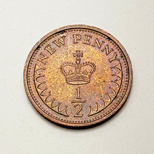 1976 United Kingdom Half New Penny, Queen Elizabeth II, KM# 914