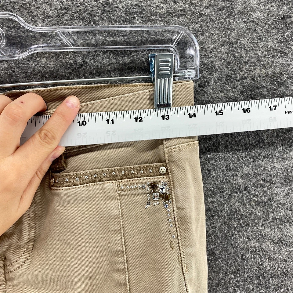 Calça White House Black Market feminina 00 bege cintura baixa bolsos de algodão magro - Imagem 3 de 4