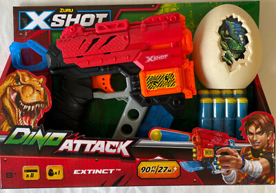 Dino Attack Extinct Foam Blaster Spielzeugpistole - 8 Schaumstoffpfeile & Eier Ziele X Shot