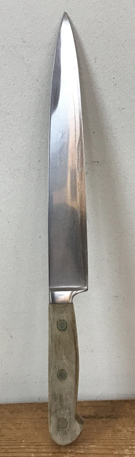 JA Henckels Friodur German Kitchen Chef Steak Knife 8.25” Blade Wood Handle