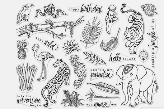 Kit mensual Hero Arts MMH JUNGLE ANIMALS Safari junio 2019 estampillas de goma troqueles Foto 2 de 2