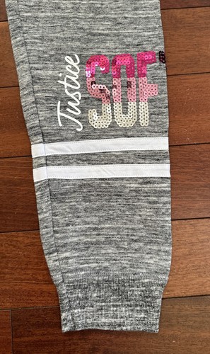 Justice Girls Active Gray With Pink Sequence Softball Jogger Pants Sz 14 - Picture 2 of 5