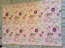 Little Miracles Plush Baby Blanket Gray Aqua Leaves Purple Flowers 29x43 EUC