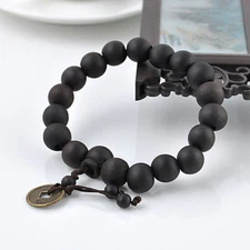 Men's Wood Buddha Buddhist Prayer Beads Tibet Mala Charm Lucky Wrist Bracelet