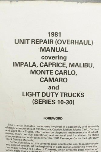 1981 Chevy Camaro Malibu Impala Monte Carlo Caprice Light Duty Truck shop manual - Picture 8 of 11