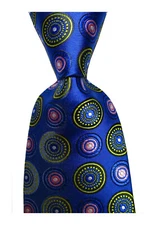 New Classic Polka Dot Blue Yellow Pink JACQUARD WOVEN Silk Men's Tie Necktie