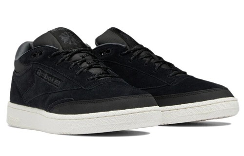 REEBOK CLUB C MID II SUEDE LACE-UP SNEAKERS TRAINERS MEN SHOES BLACK SIZE 13 NEW - 第 1/10 張圖片