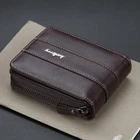 Mens Leather Zipper Wallet Large Capacity Bifold Zip Around Credit Card Holder