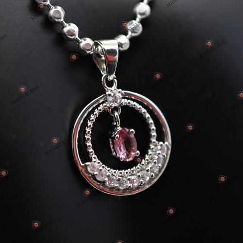 2.92g Natural Pink Tourmaline Pendant – Certified 925 Silver Designer Necklace - Imagen 4 de 6