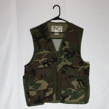 Duck Bay Hunting Vest Men's L Camo Duck Cotton Button Up 90's Vintage