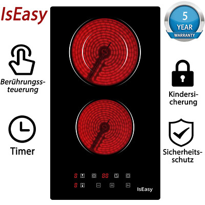 Glaskeramik Kochfeld 2 Platten kochfeld Elektro Kochfeld Autark 9 Stufen