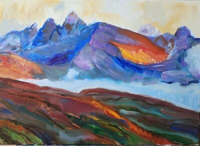 'Black Cuillins (blue)', Ross Henriksen, Oil on canvas, 50 x 70 cm, 2025