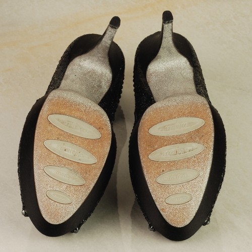 LORIBLU Nero Diamante Mary Jane Punta aperta Tacco a spillo Platform Corti UK6 EU39 - Foto 16 di 17
