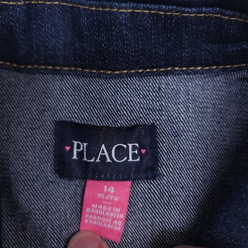 Place Casual Long Sleeve Button Up Denim Jacket Girls Size Extra Large XL Blue - Picture 3 of 9
