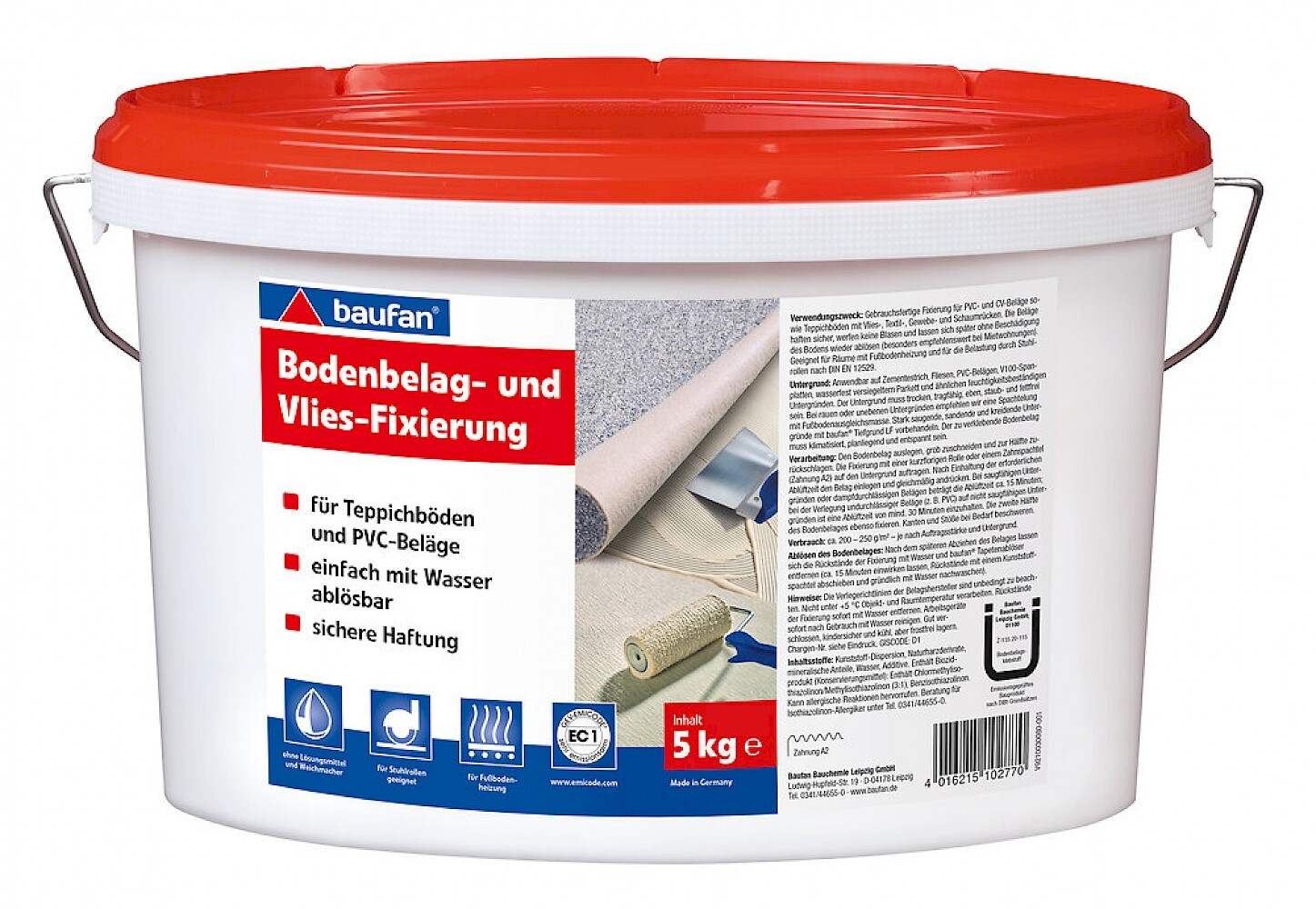 Baufan Flooring Covering And Nonwoven Fixative 5 kg Solvent-Free Cream White