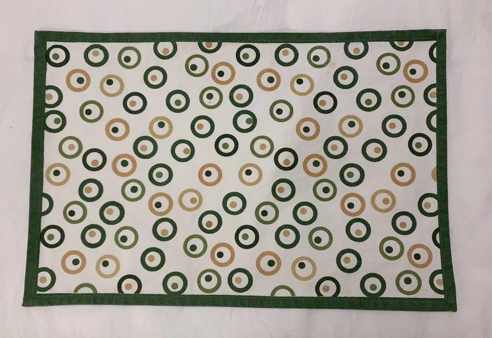 Pomegranate Inc. Green Squares And Circles Placemat & Napkin 100% Cotton NWOT - Image 4 of 4