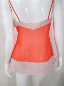 Vintage SEARS Sheer Red Nylon Lace Camisole Babydoll Nightie MEDIUM Slip Gown