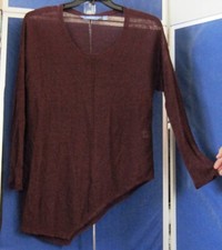 EUC Off-SET Asymmetrical SIMPLY VERA LG Sl TUNIC TOP Vera WANG Burgundy Sz L